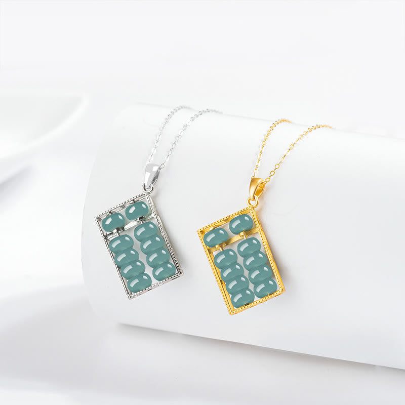 Collier pendentif boulier unisexe en argent sterling 925 et jade