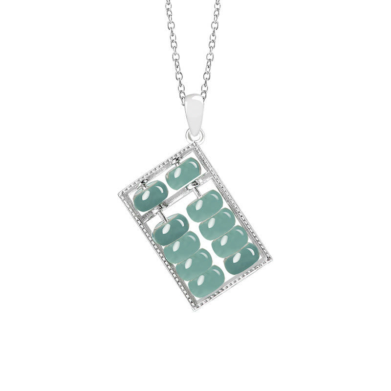 Collier pendentif boulier unisexe en argent sterling 925 et jade