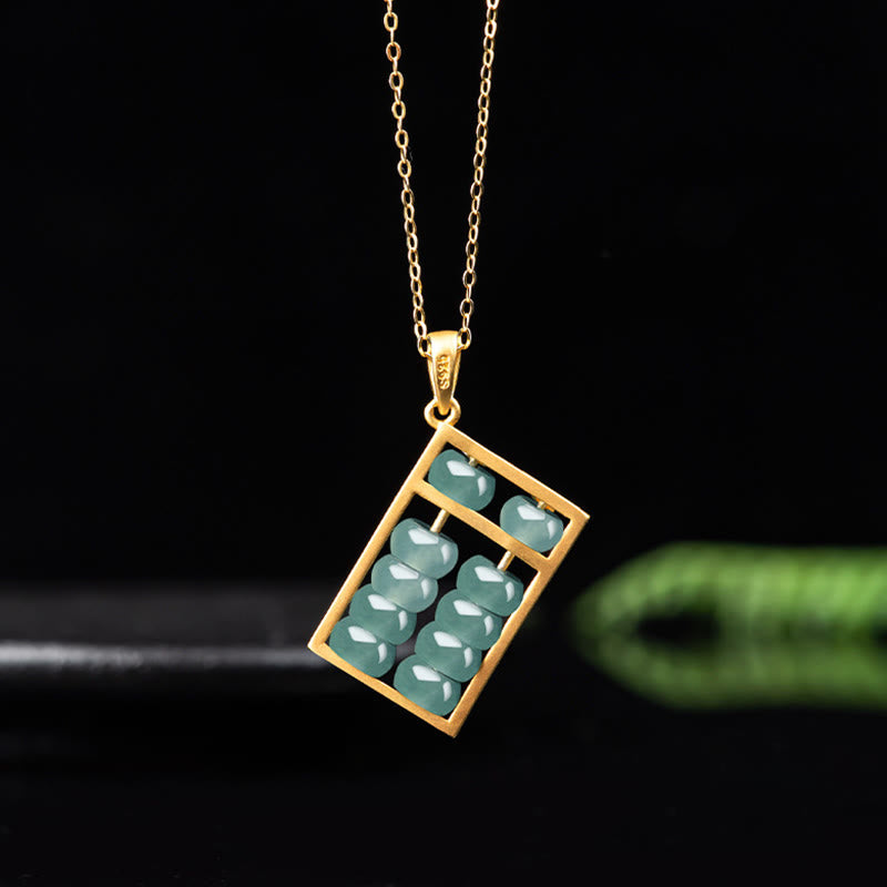 Collier pendentif boulier unisexe en argent sterling 925 et jade