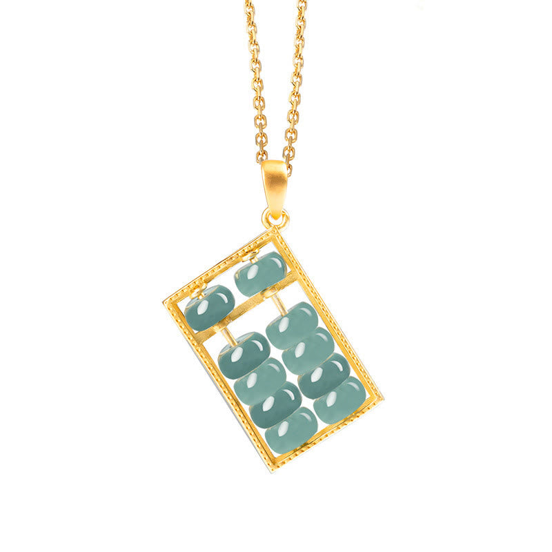 Collier pendentif boulier unisexe en argent sterling 925 et jade