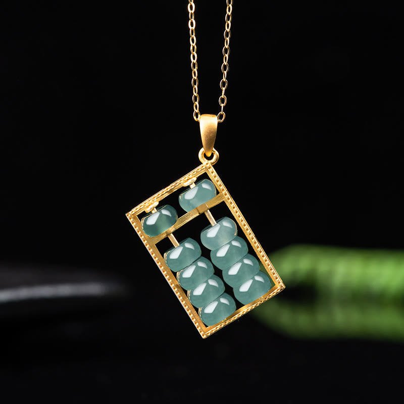 Collier pendentif boulier unisexe en argent sterling 925 et jade