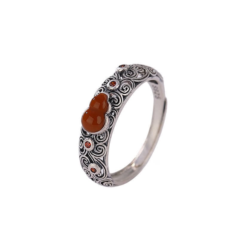 Bague unisexe en argent sterling 925 et jade avec agate rouge et jade cyan.