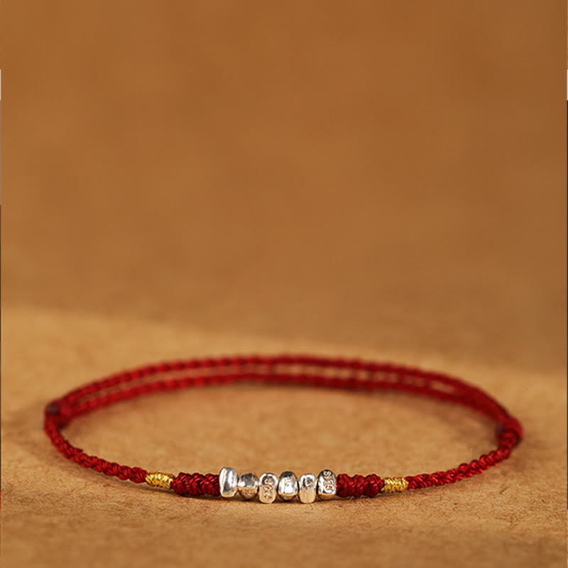 Bracelet de protection unisexe en argent sterling 925 avec cordon rouge