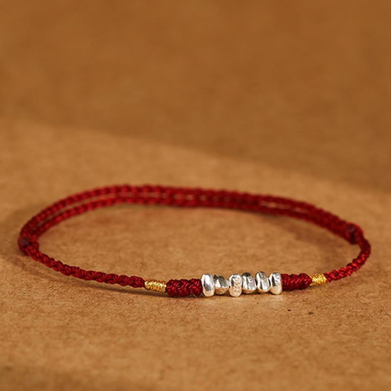 Bracelet de protection unisexe en argent sterling 925 avec cordon rouge