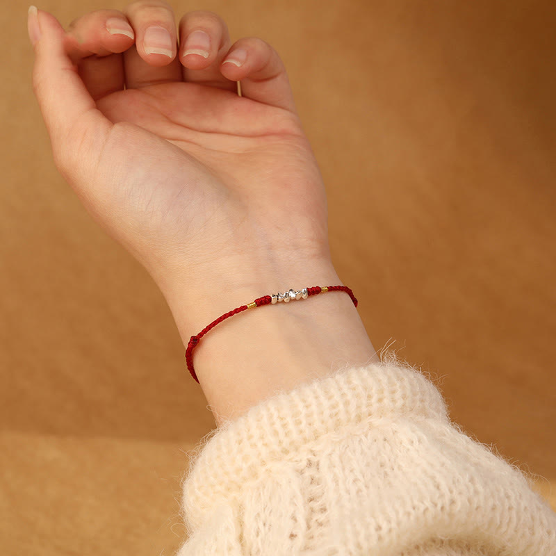 Bracelet de protection unisexe en argent sterling 925 avec cordon rouge