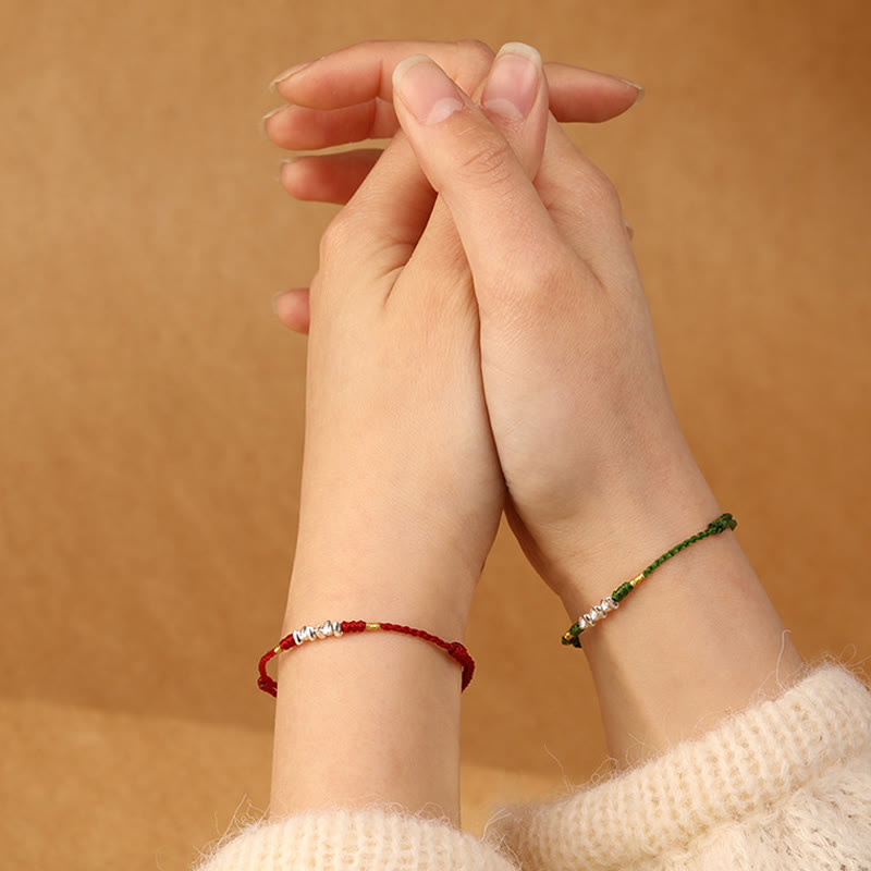 Bracelet de protection unisexe en argent sterling 925 avec cordon rouge
