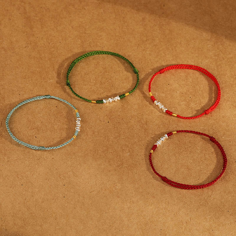 Bracelet de protection unisexe en argent sterling 925 avec cordon rouge