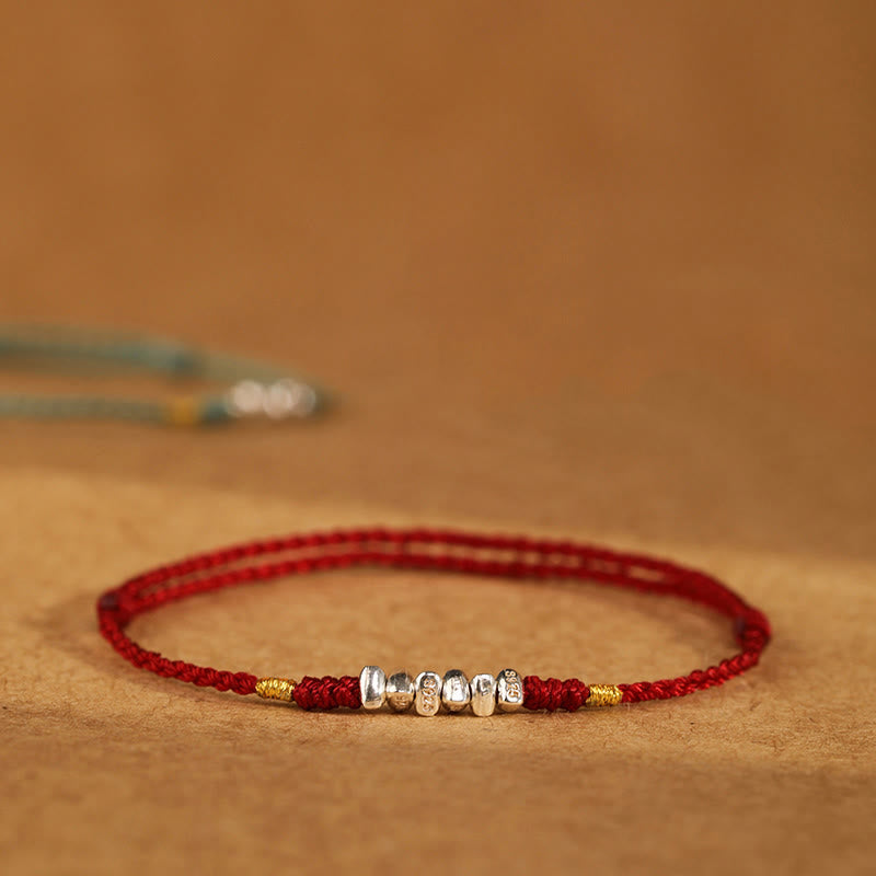 Bracelet de protection unisexe en argent sterling 925 avec cordon rouge