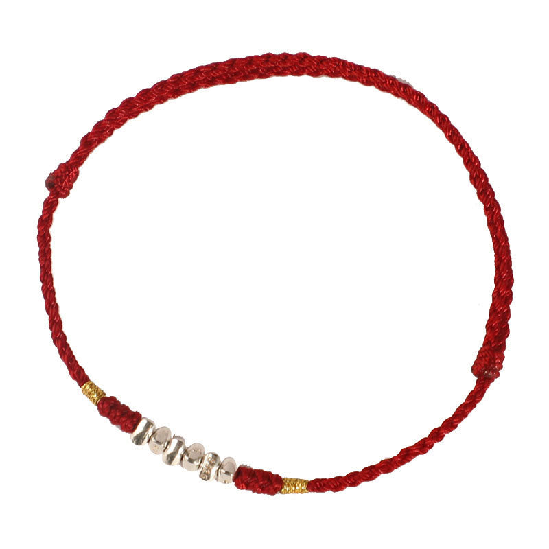Bracelet de protection unisexe en argent sterling 925 avec cordon rouge