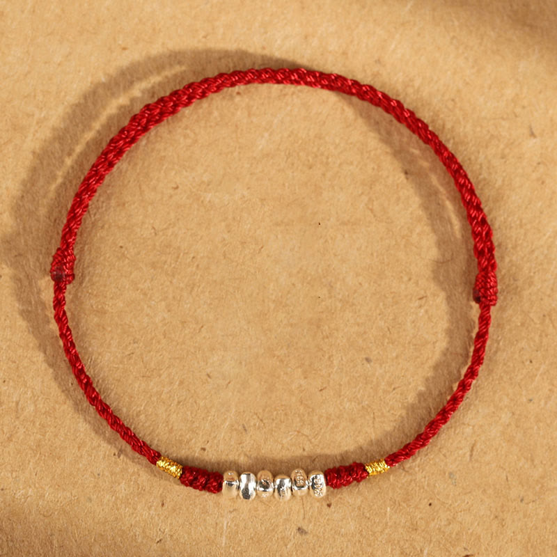Bracelet de protection unisexe en argent sterling 925 avec cordon rouge