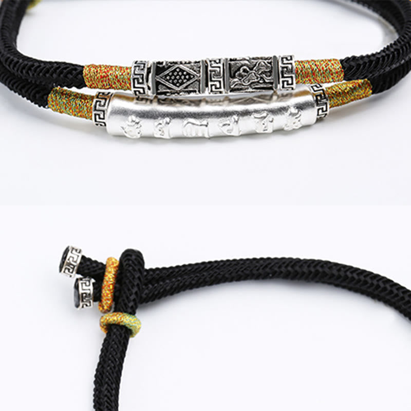 Bracelet unisexe en argent sterling 999 Om Mani Padme Hum Peace