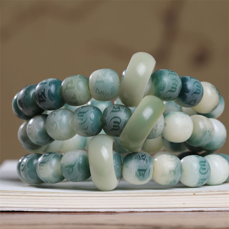 Bracelet unisexe gravé Bodhi Seed Om Mani Padme Hum