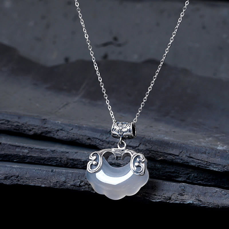 Collier porte-bonheur unisexe en argent sterling avec calcédoine et poisson koï