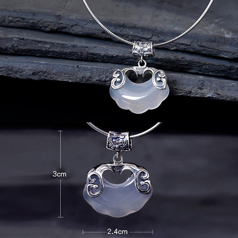 Collier porte-bonheur unisexe en argent sterling avec calcédoine et poisson koï
