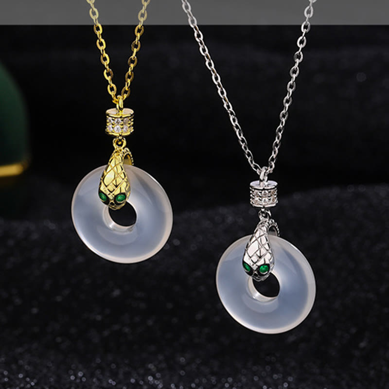 Collier unisexe en calcédoine avec boucle de paix | Guérison et protection
