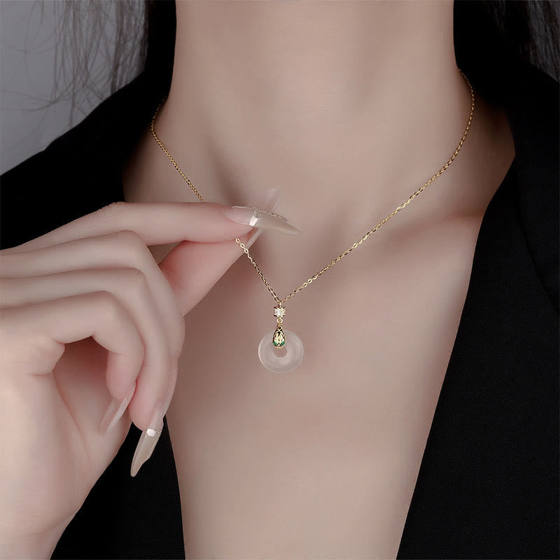Collier unisexe en calcédoine avec boucle de paix | Guérison et protection