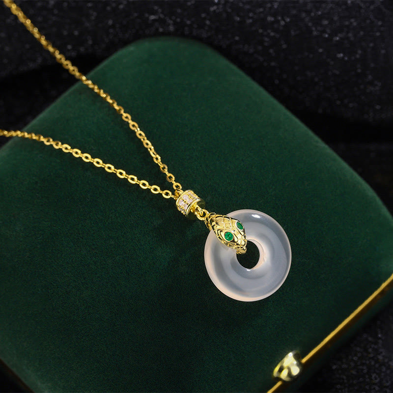 Collier unisexe en calcédoine avec boucle de paix | Guérison et protection