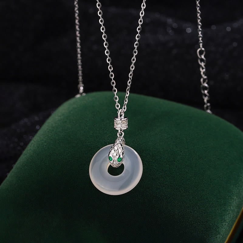 Collier unisexe en calcédoine avec boucle de paix | Guérison et protection