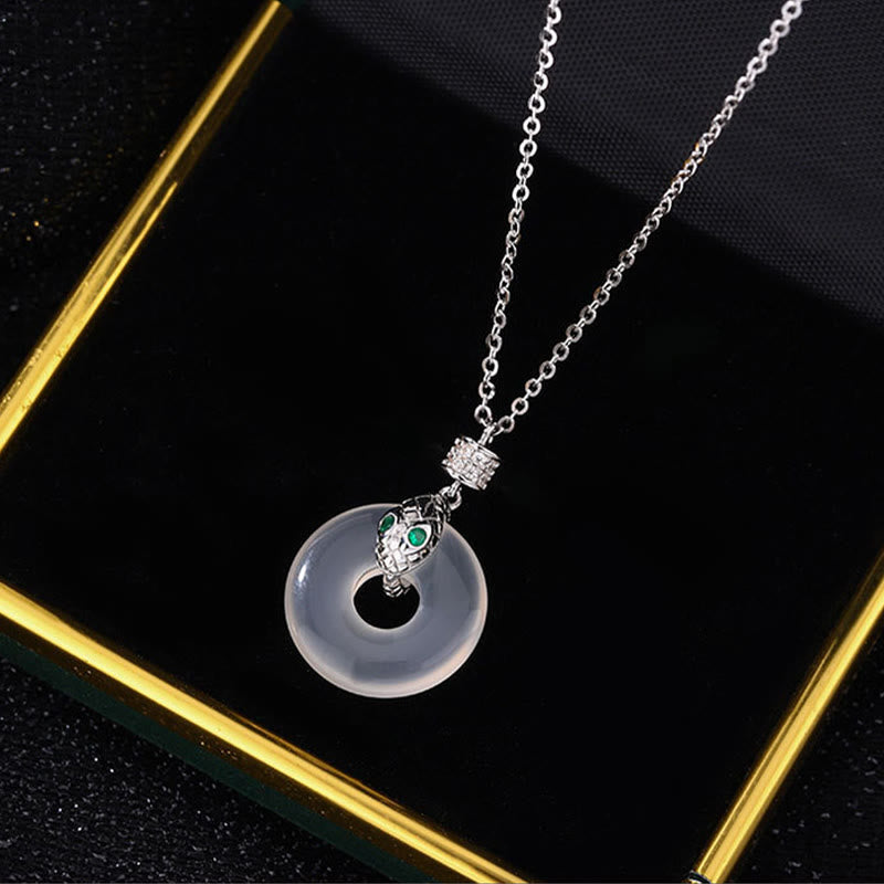 Collier unisexe en calcédoine avec boucle de paix | Guérison et protection