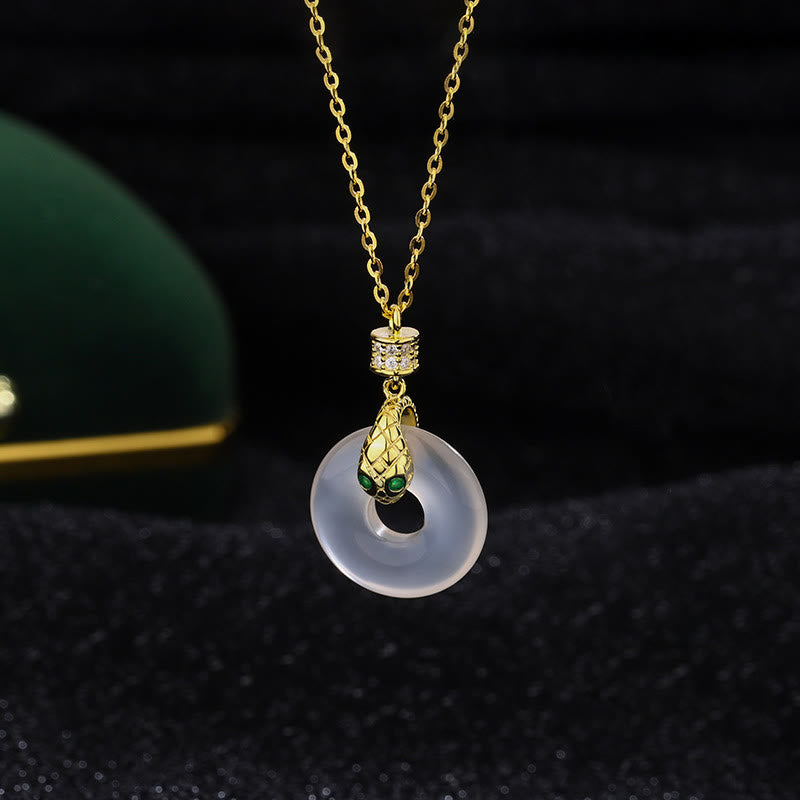 Collier unisexe en calcédoine avec boucle de paix | Guérison et protection
