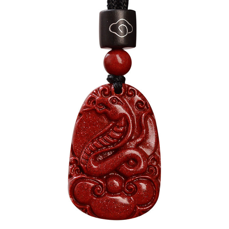 Collier unisexe avec pendentif en cinabre du zodiaque chinois sur corde noire
