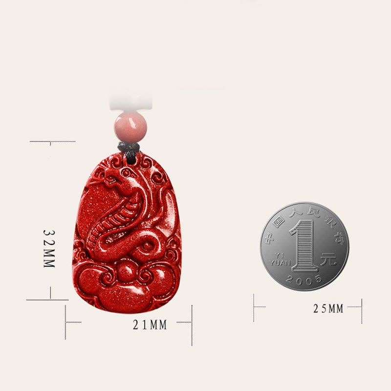 Collier unisexe avec pendentif en cinabre du zodiaque chinois sur corde noire