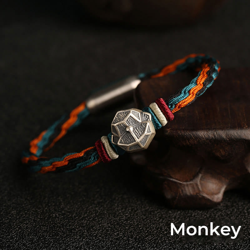 Bracelet unisexe avec nœud de réincarnation du zodiaque chinois | Argent sterling