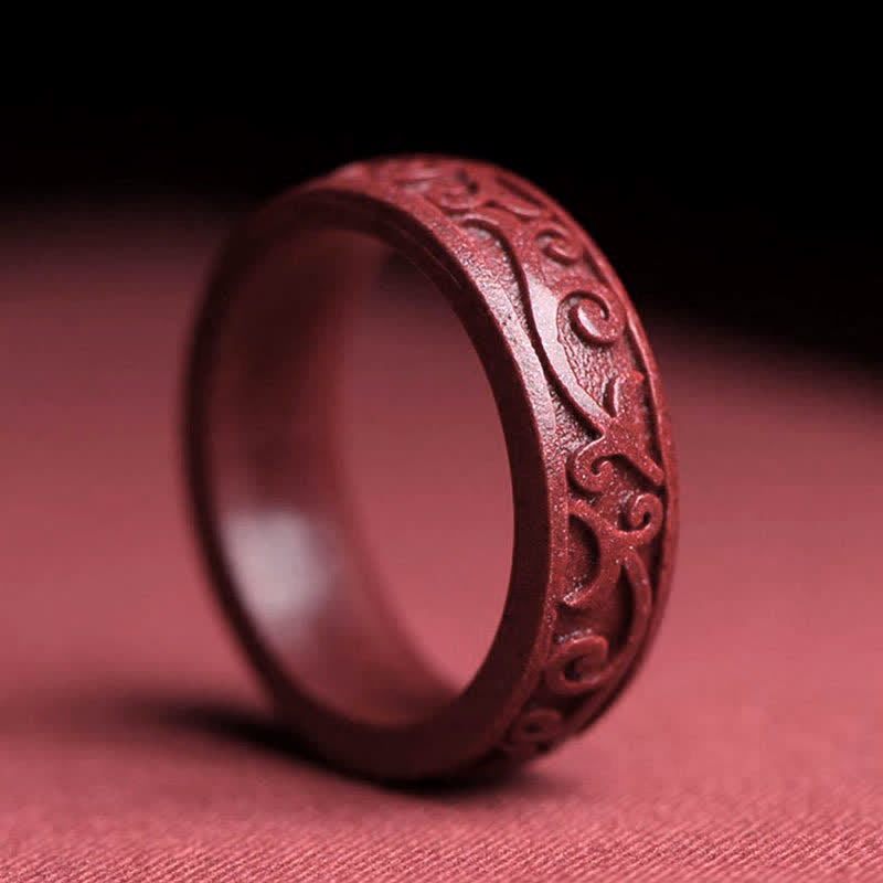 Bague unisexe en cinabre avec symbole Om Mani Padme Hum, 17-22 mm