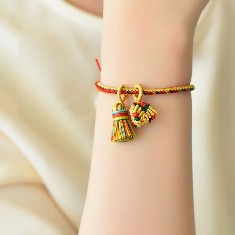 Bracelet à breloques unisexe coloré en fil rouge pour la chance et la protection