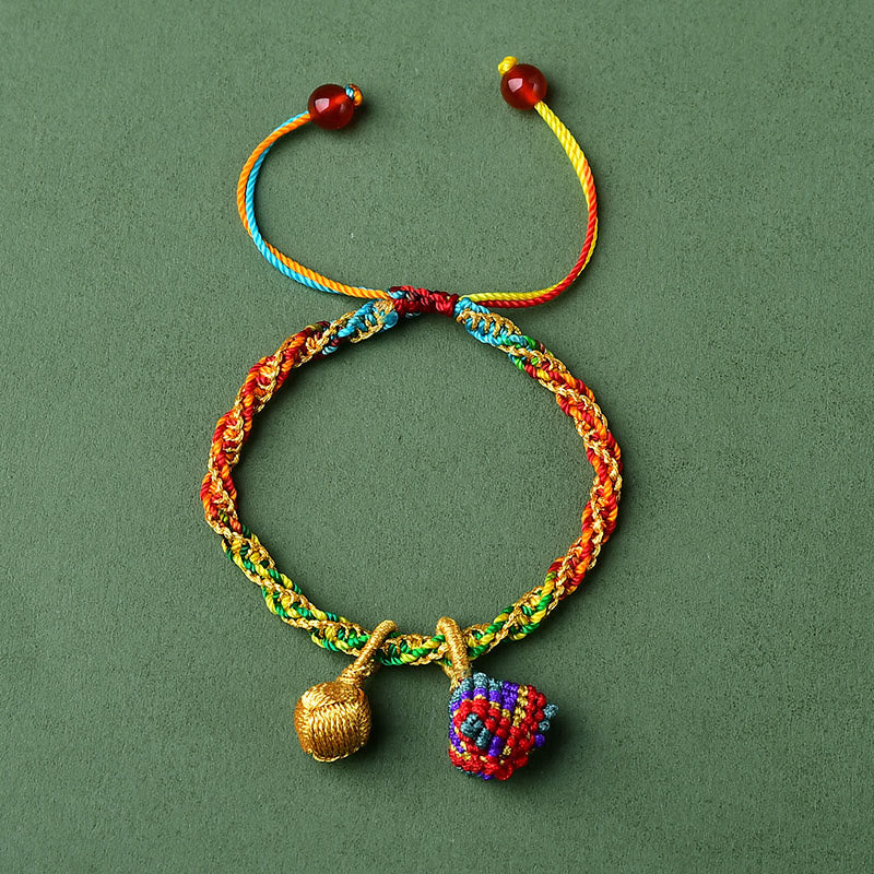 Bracelet à breloques unisexe coloré en fil rouge pour la chance et la protection