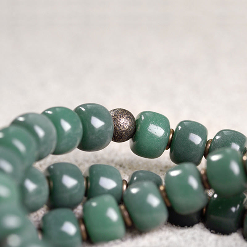 Bracelet unisexe triple tour en perles Dzi Bodhi Seed Cyan