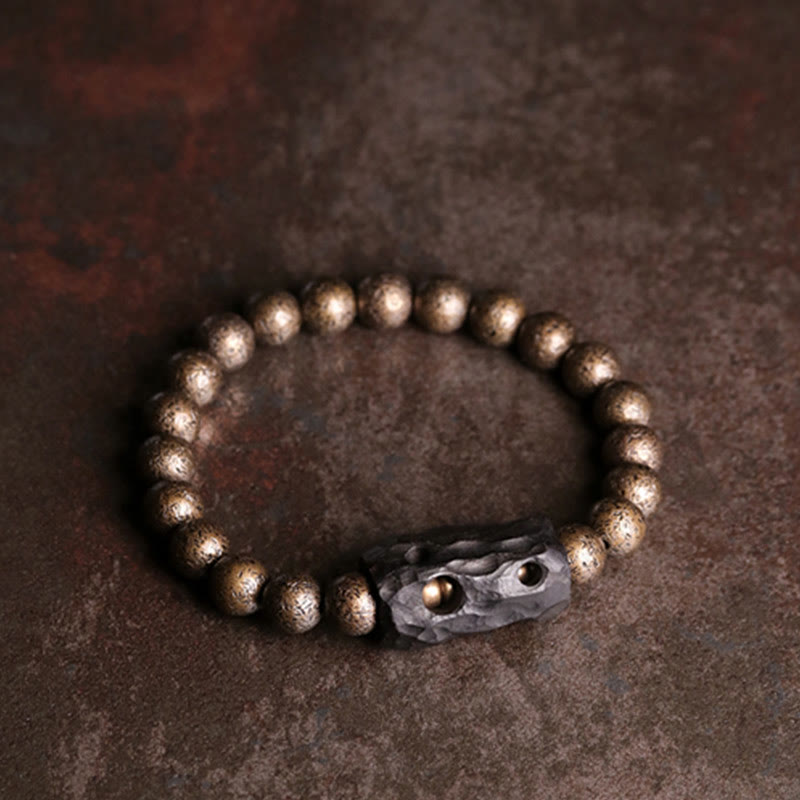 Bracelet unisexe en bois d'ébène et cuivre, équilibre spirituel, 15 cm