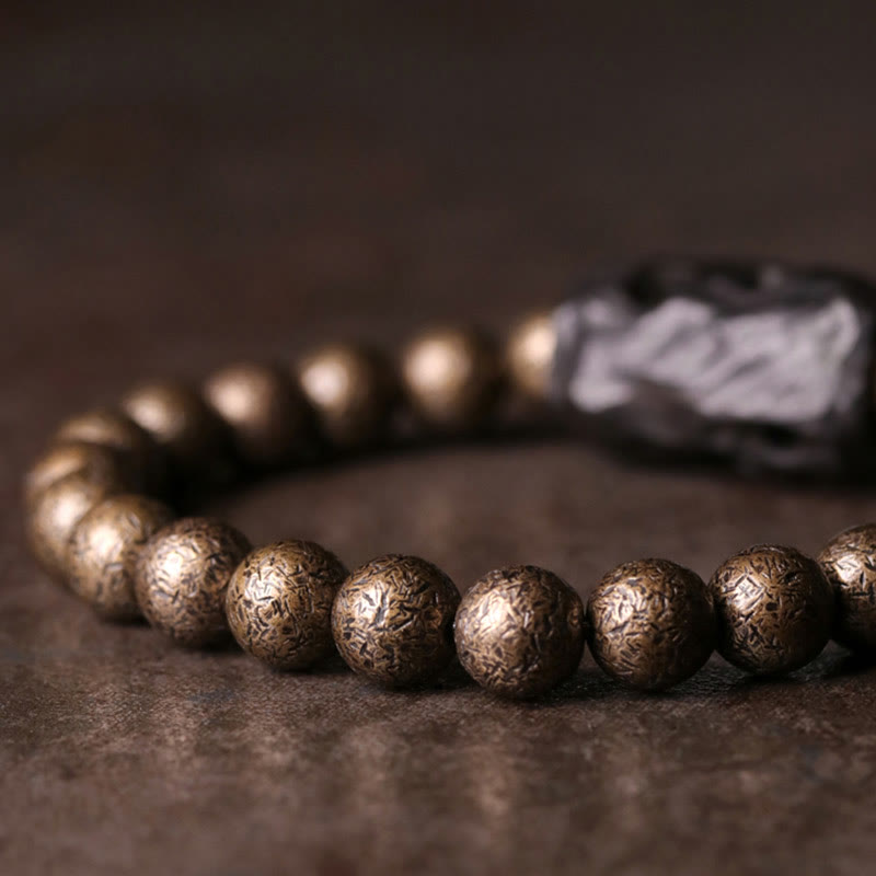 Bracelet unisexe en bois d'ébène et cuivre, équilibre spirituel, 15 cm