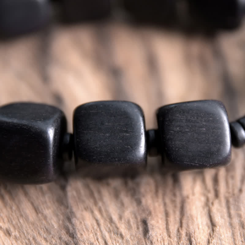 Bracelet spirituel unisexe en perles dzi en bois d'ébène pour la force