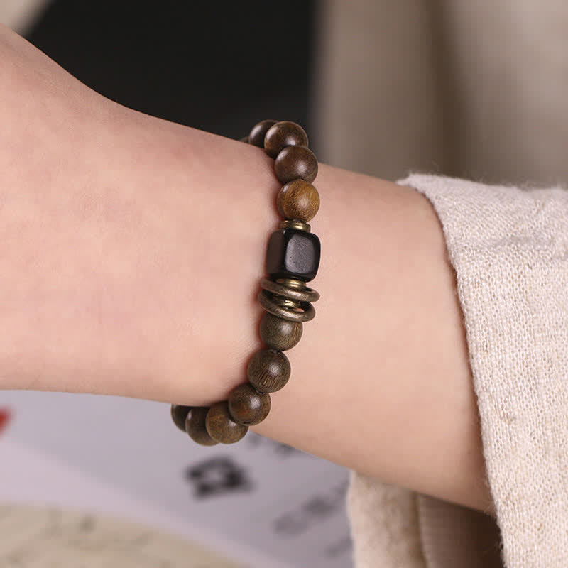 Bracelet unisexe en bois de santal vert apaisant, perles de 8 mm