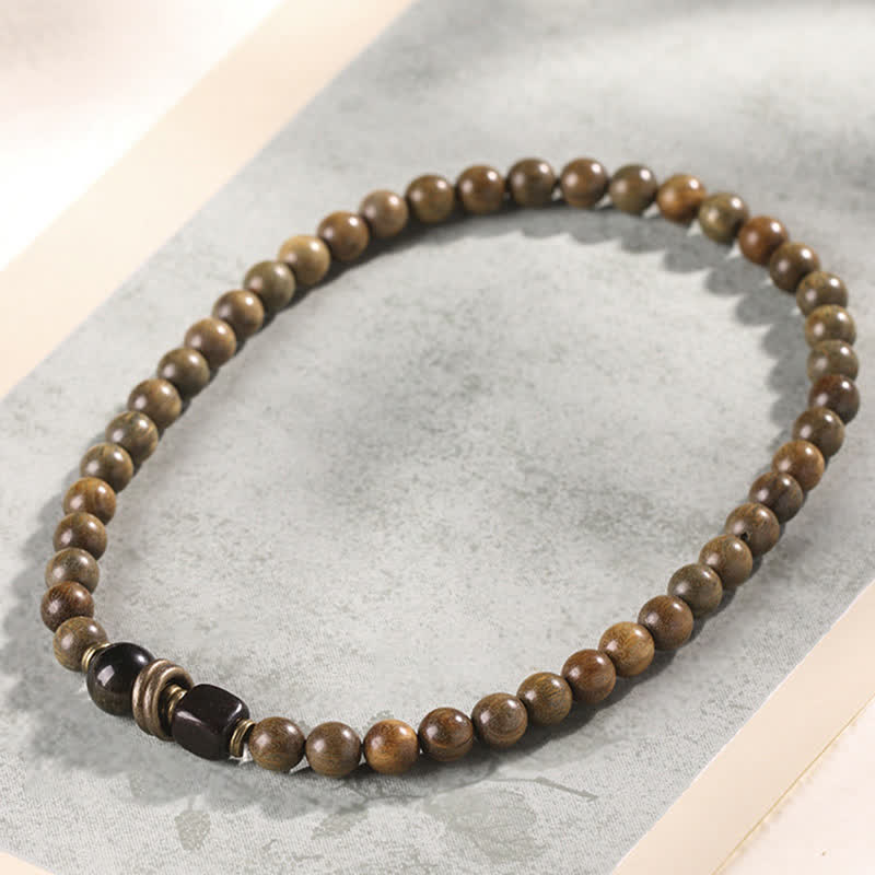 Bracelet unisexe en bois de santal vert apaisant, perles de 8 mm