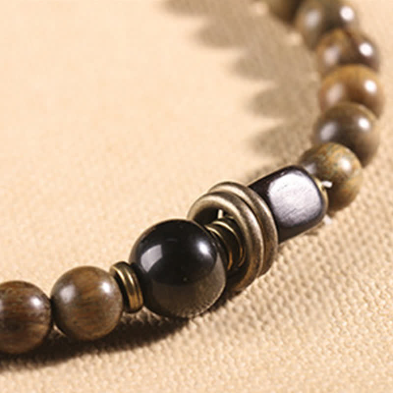 Bracelet unisexe en bois de santal vert apaisant, perles de 8 mm