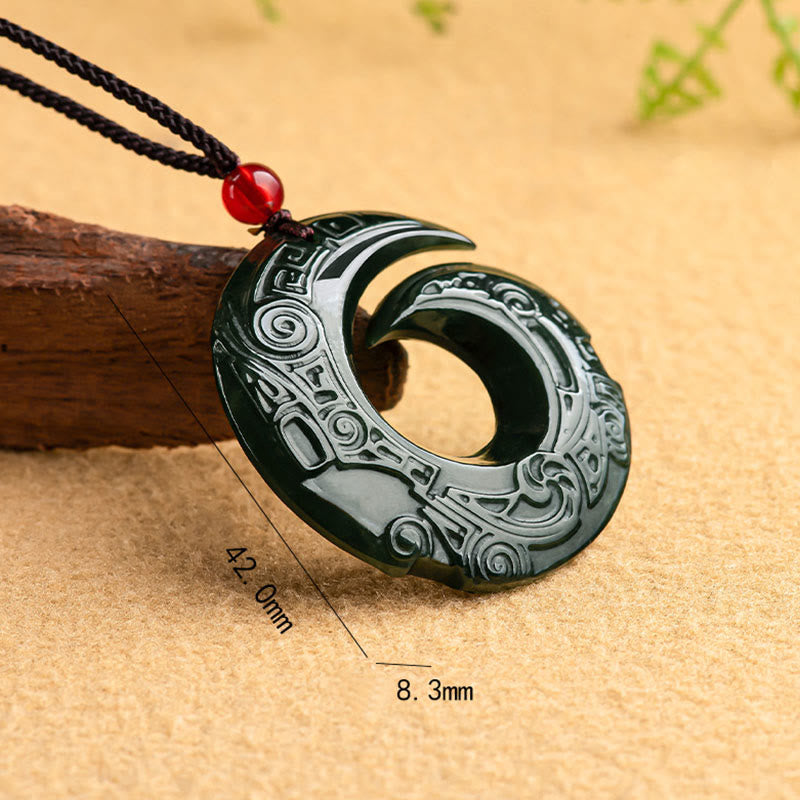 Collier unisexe en jade cyan Hetian - La chance s'améliore