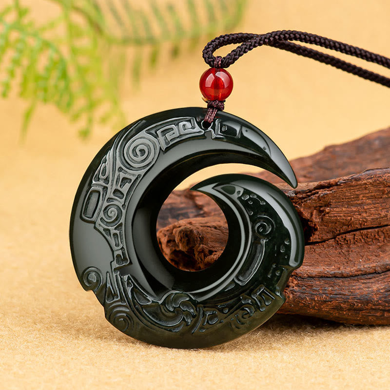 Collier unisexe en jade cyan Hetian - La chance s'améliore