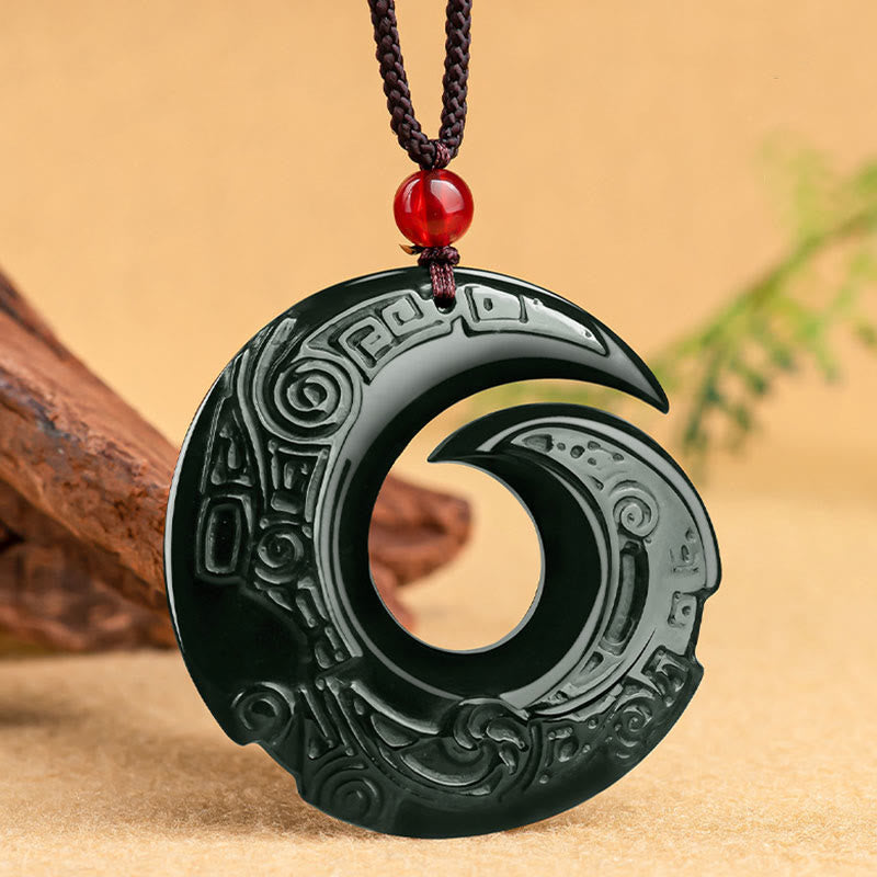 Collier unisexe en jade cyan Hetian - La chance s'améliore