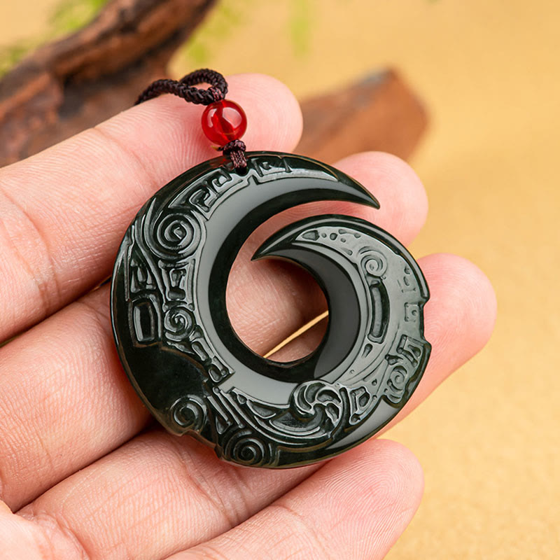 Collier unisexe en jade cyan Hetian - La chance s'améliore