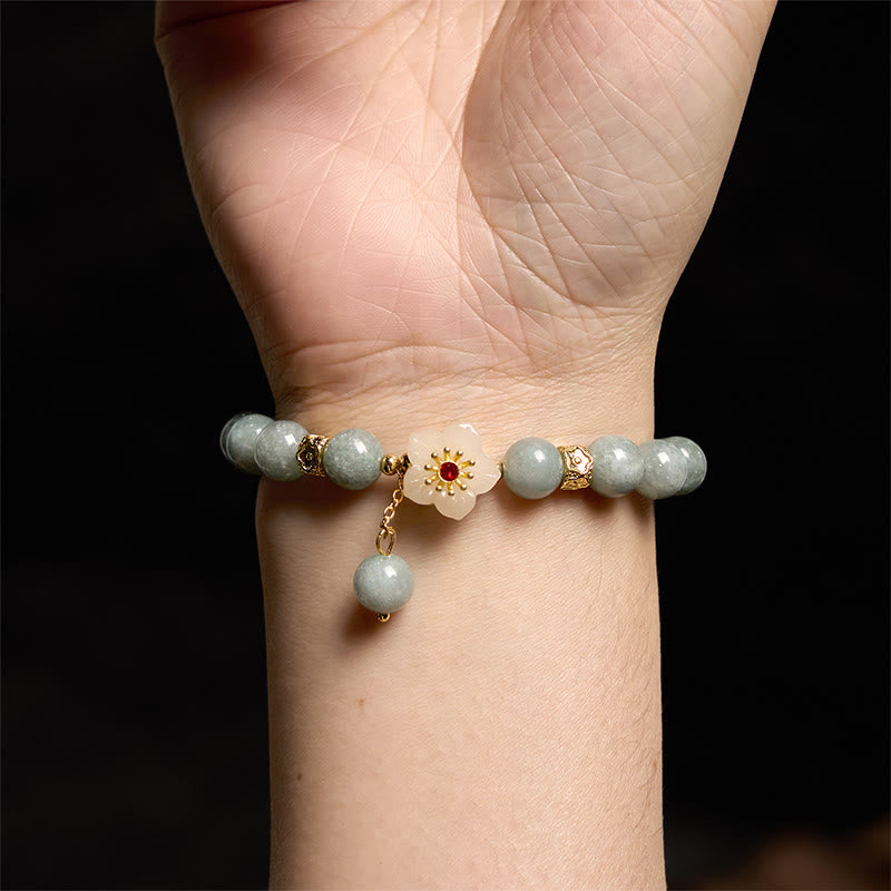 Bracelet d'abondance unisexe en jade pour la prospérité et la chance 14-16 cm