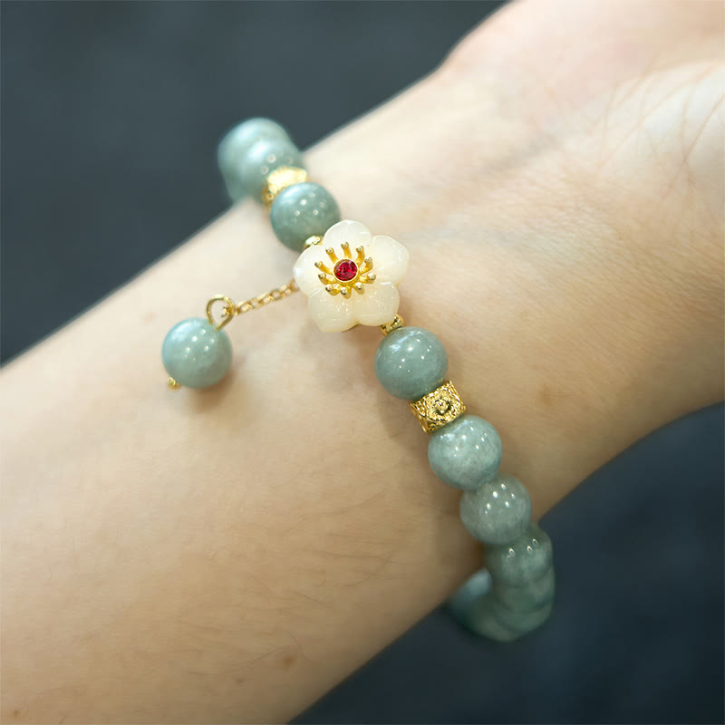 Bracelet d'abondance unisexe en jade pour la prospérité et la chance 14-16 cm