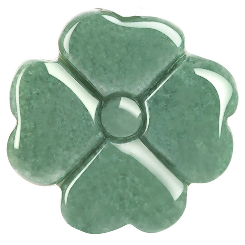 Collier pendentif trèfle à quatre feuilles en jade unisexe