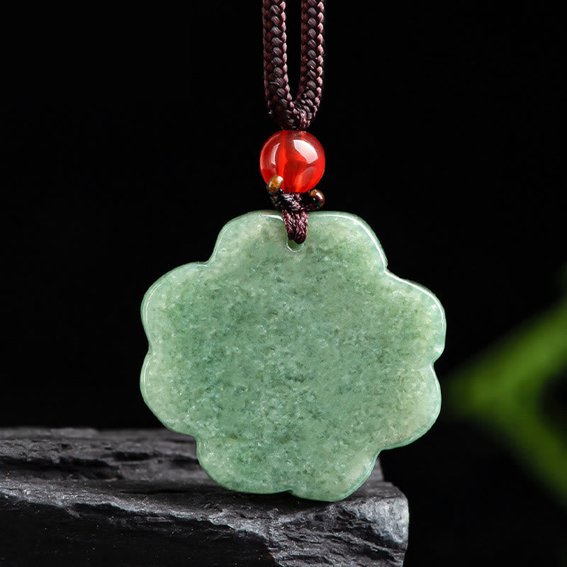 Collier pendentif trèfle à quatre feuilles en jade unisexe