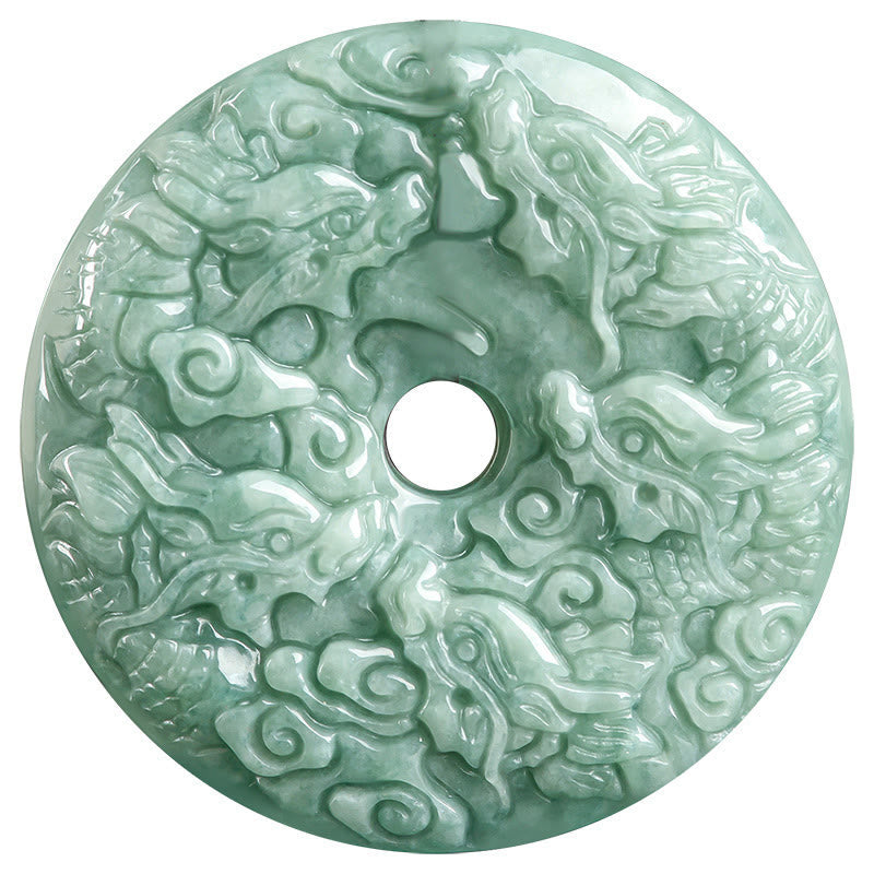 Collier unisexe en jade avec pendentif boucle de paix Année du Dragon