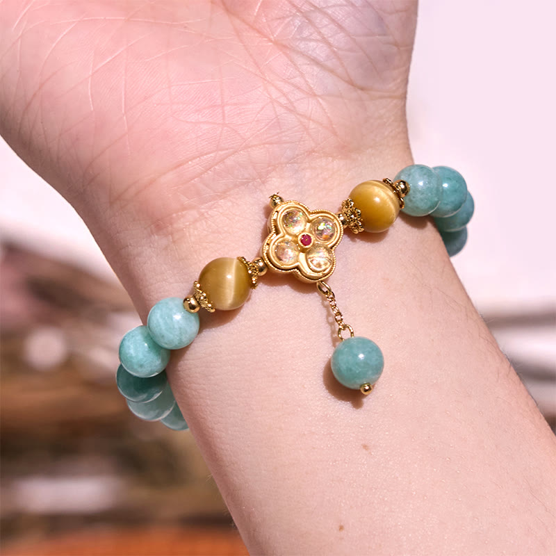 Bracelet de prospérité unisexe en jade jaune œil de tigre 14-16 cm