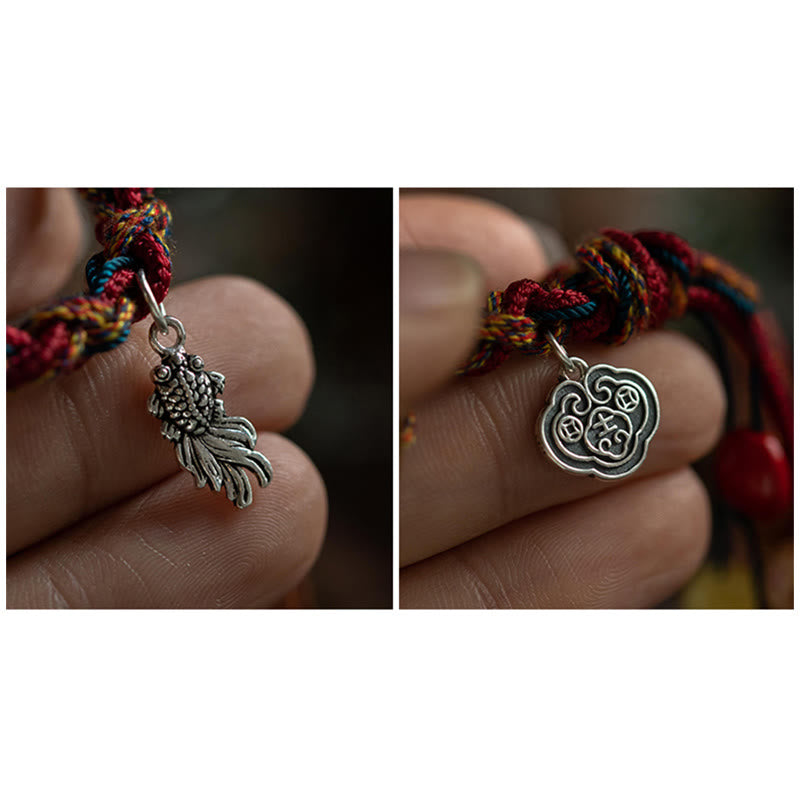 Bracelet unisexe en argent sterling 925 avec motif poisson koï pour la protection