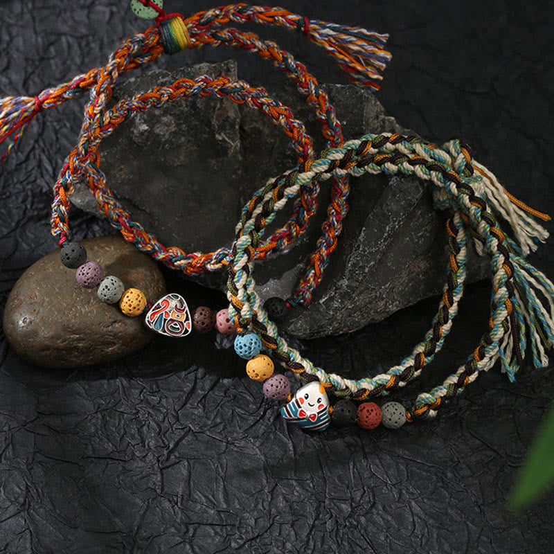Bracelet tressé unisexe avec personnage de Lava Rock Fu