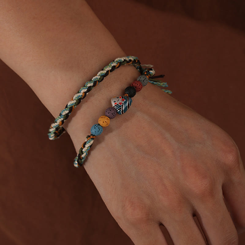 Bracelet tressé unisexe avec personnage de Lava Rock Fu